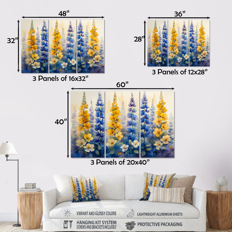 Barbour - Lupin Wall Art, ensemble de reproductions d'art mural, Métal métal, H 32 po x l 48 po x P 1 po