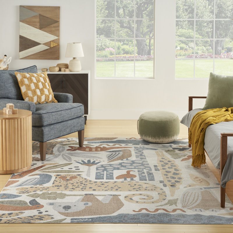 Tapis ivoire lavable à la machine Astra, Rectangle 7 pi 10 po x 10 pi