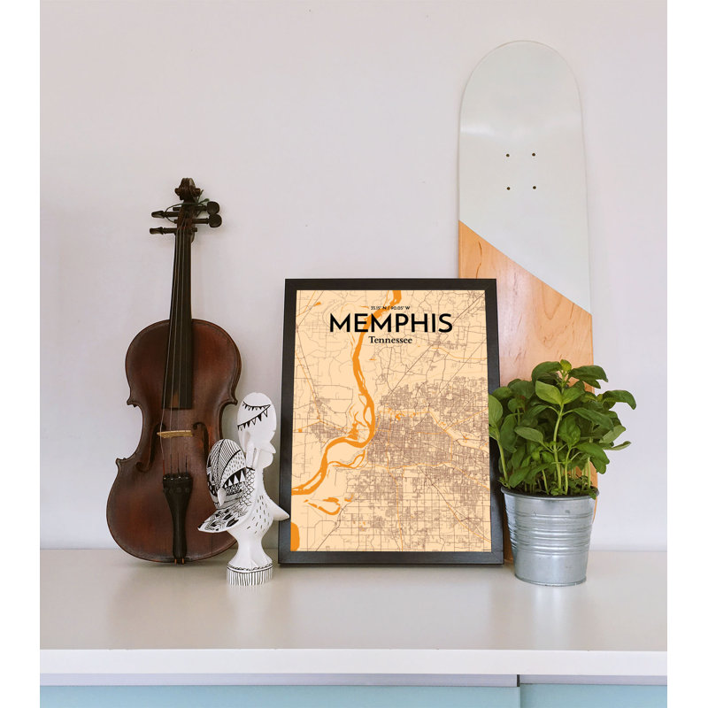 Memphis City Map - No Frame Print, 43cm H x 28cm W x 0.13cm D