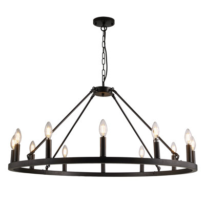 Courteney 12 - Light Dimmable Wagon Wheel Chandelier