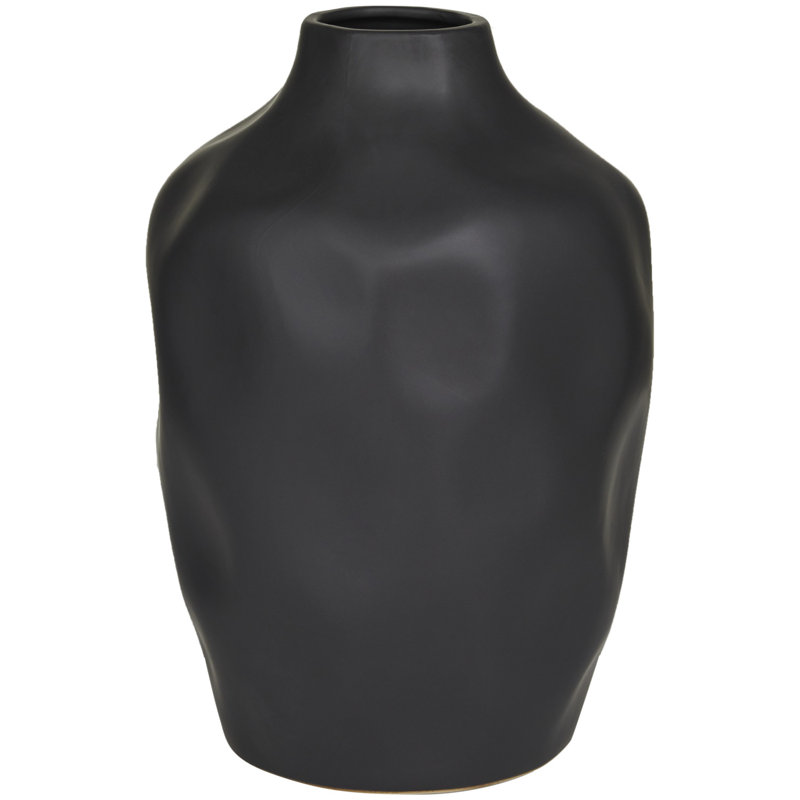 Vase de table en grès, Brun, H 13,8 po x l 9,35 po x P 9,25 po