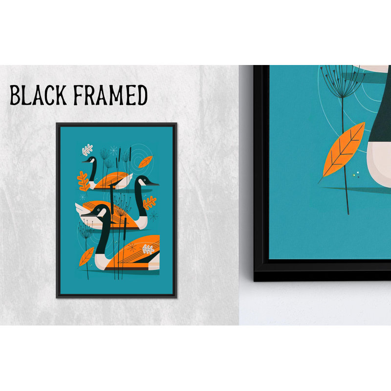 Elegant Printed Canvas Artwork: Duck Design Wall Decor,1P BlackFramedCanvas, H: 102.4 x W:63.1 inches