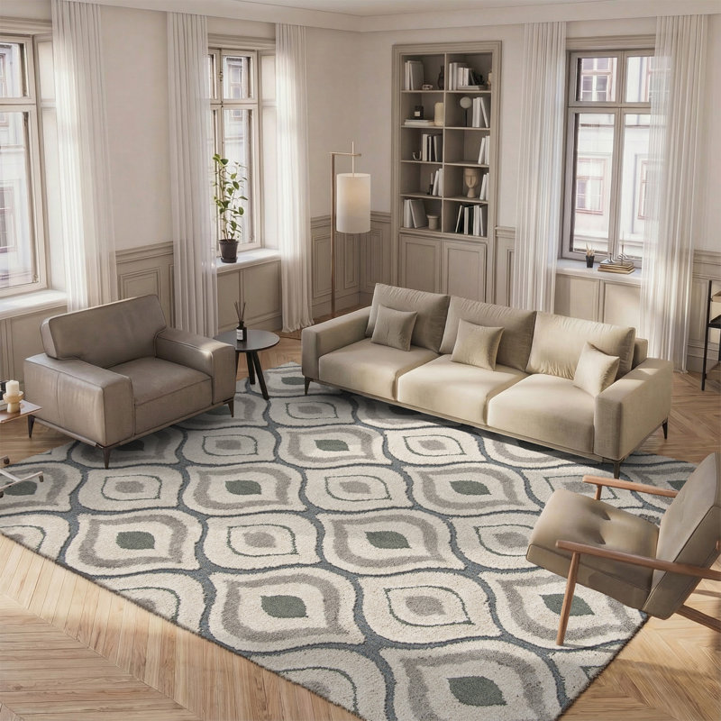 Tapis crème / bleu clair Bryer, Tapis de couloir 2 pi 3 po x 9 pi