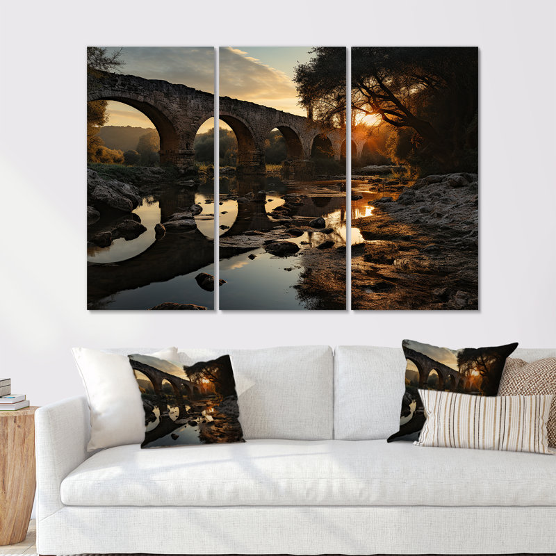 Pont vers nulle part, ensemble d'art mural, Toile tendue, H 32 po x l 48 po x P 1 po
