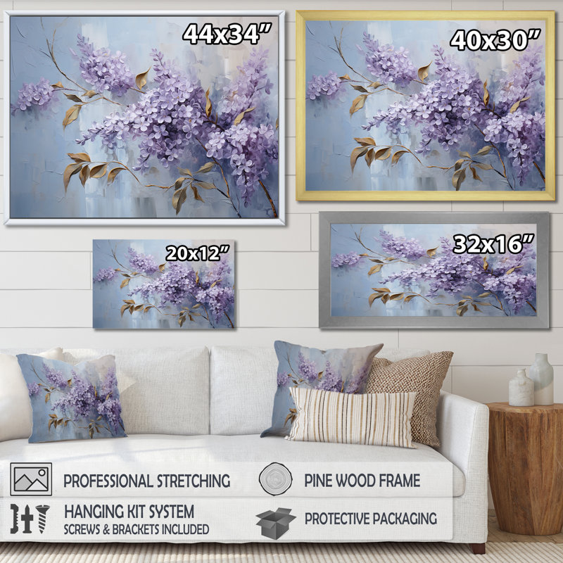 Lilas mauve et mauve en fleurs II - impressions d'art lilas, Toile tendue, H 34 po x l 44 po x P 1,5 po