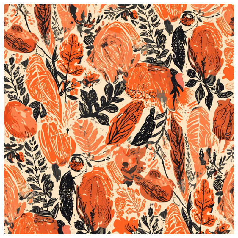 Coussins décoratifs à motif floral orange, 26 x 26 inches