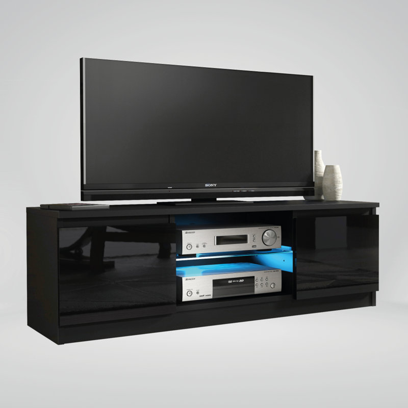 Brost Unfinished TV Stand for TVs up to 48", Black