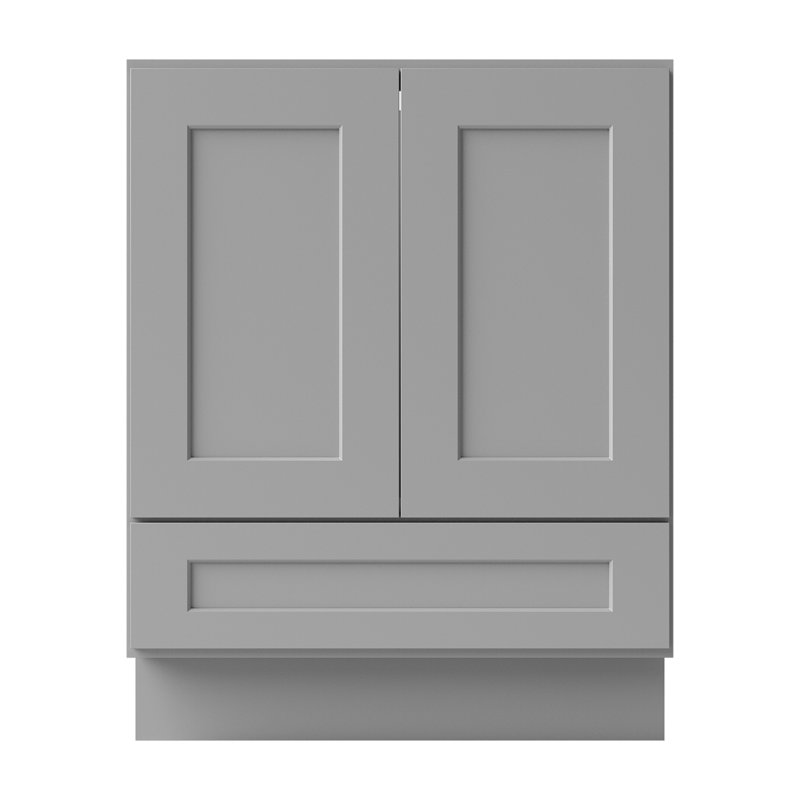 Armoire de salle de bain en bois massif prêt à assembler avec comptoir Shaker - comptoir non inclus, Gris