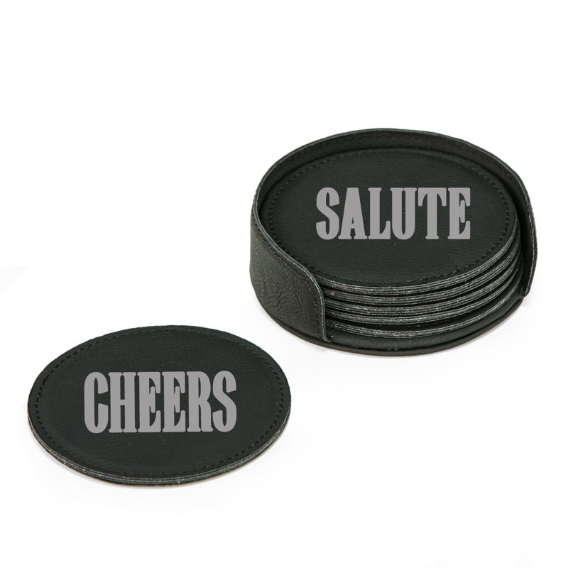 Ensemble de sous-verres 7 pièces avec support Cheers, Noir