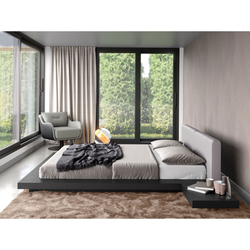 Upholstered Bed, King, Wenge/Pearl Gray Fabric