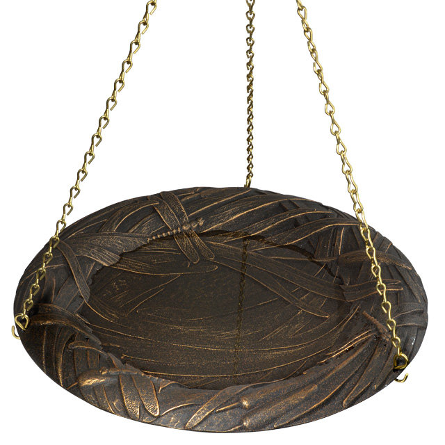Bain d’oiseaux suspendue Dragonfly, Bronze huilé