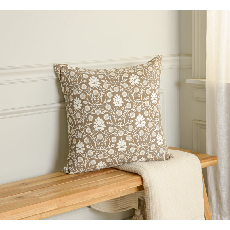 100% Cotton Throw Pillow, Polyester, Mocha