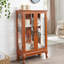 Vitrine 2 portes avec portes en verre trempé, armoires de terrasse avec panneau arrière en miroir et tablettes réglables, vitrine éclairée pour la maison, ampoule de bureau incluse CHÊNE FONCÉ-1398138941