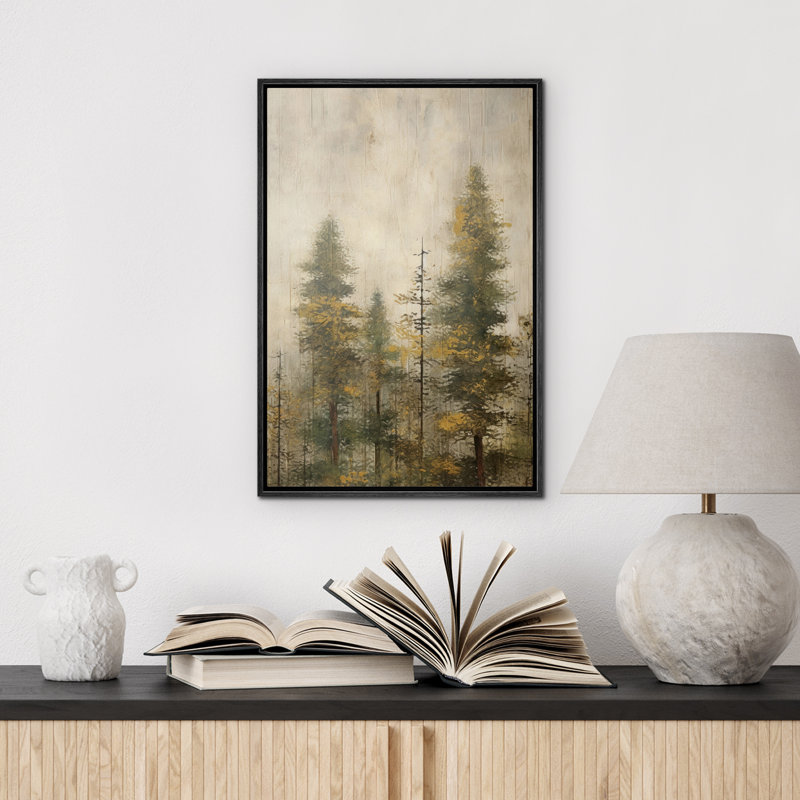Pin, forêt, style champêtre, illustrations boisées, campagne française rustique, Noir, H 24 po x l 16 po