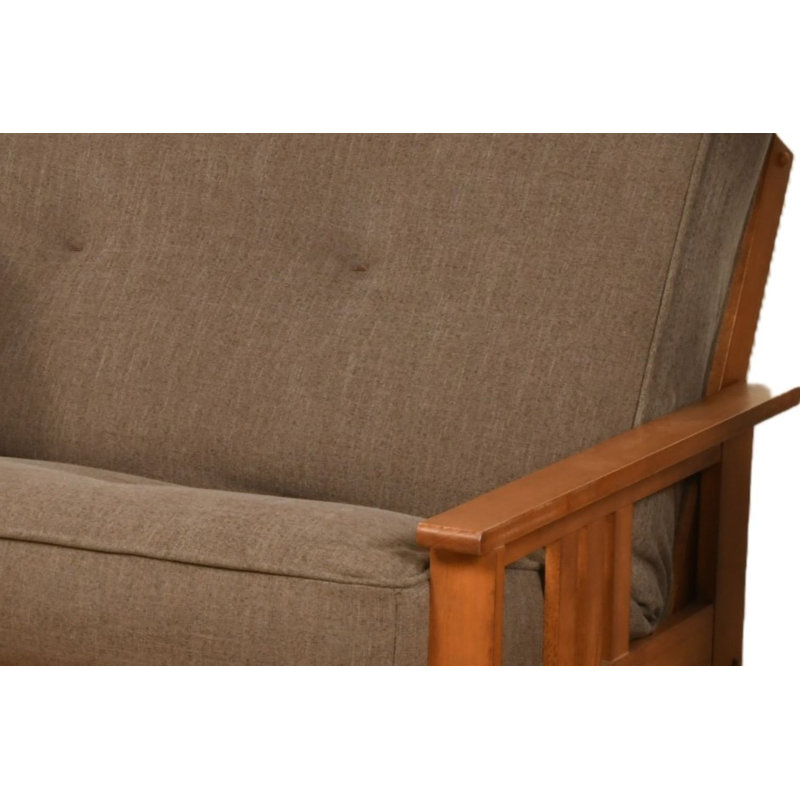 Matelas de futon Lakel, cadre non inclus, Lit double, Lin cacao clair, Innerspring