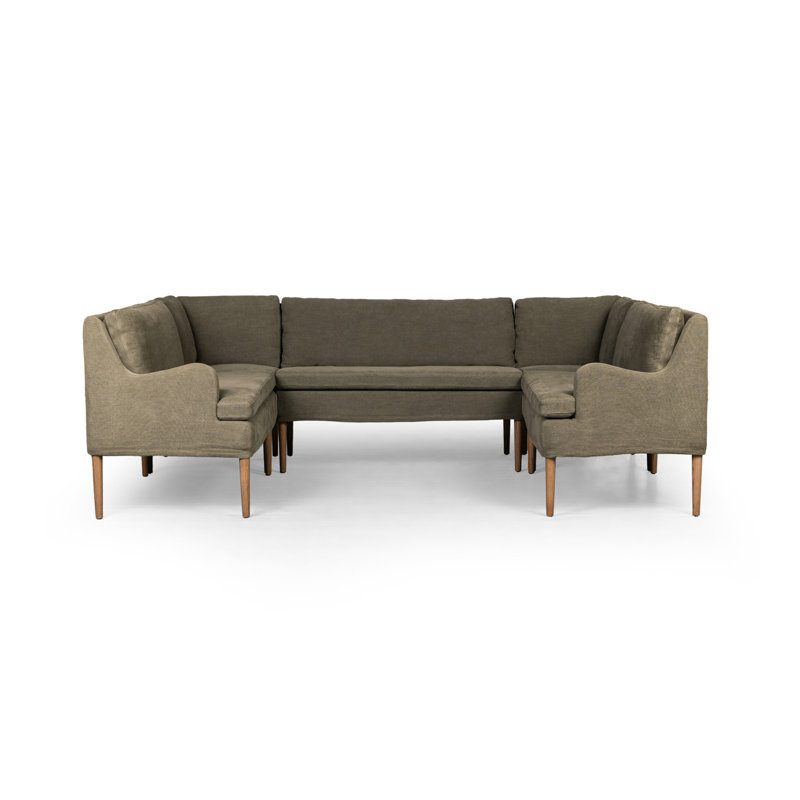 Aurelia 6-Piece Sectional, Broadway Olive Linen, 34.5" H x 103" W x 76" D