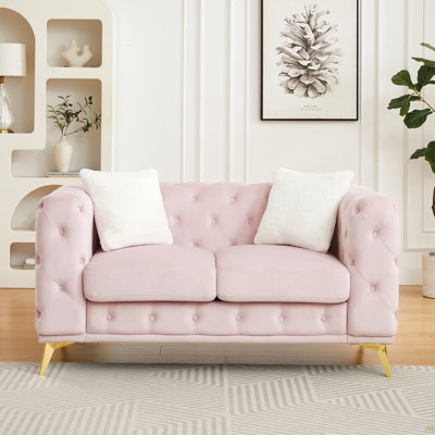 61.25-Inch Velvet Sofa With Chesterfield