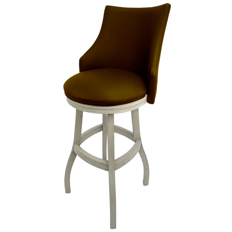 Tabouret pivotant en bois Ridfortore, Blanc cassé, Brun, Tabouret de bar (hauteur du siège 34 po)