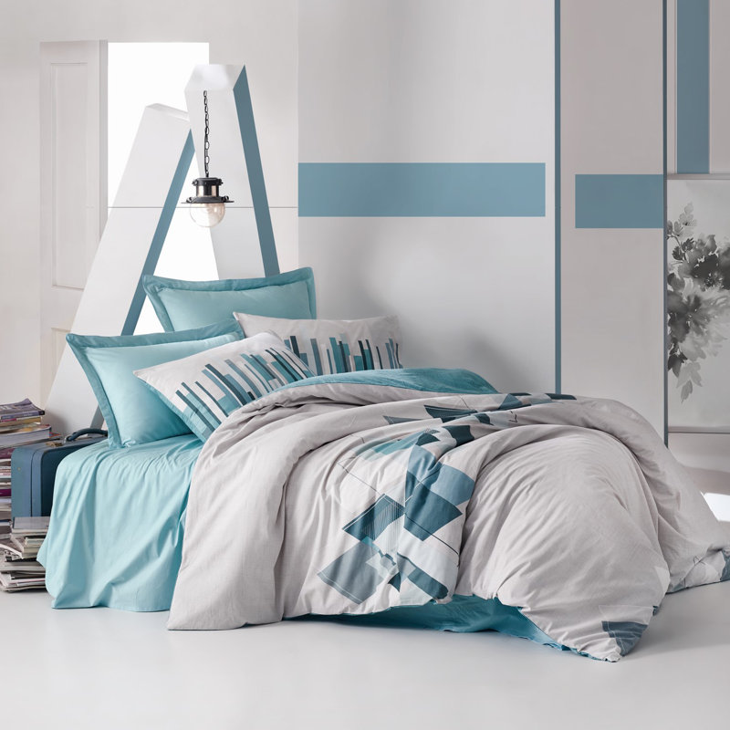 Ensemble de housse de couette DUVET COVER Cubes, Housse de couette double + 1 drap + 2 taies d'orei