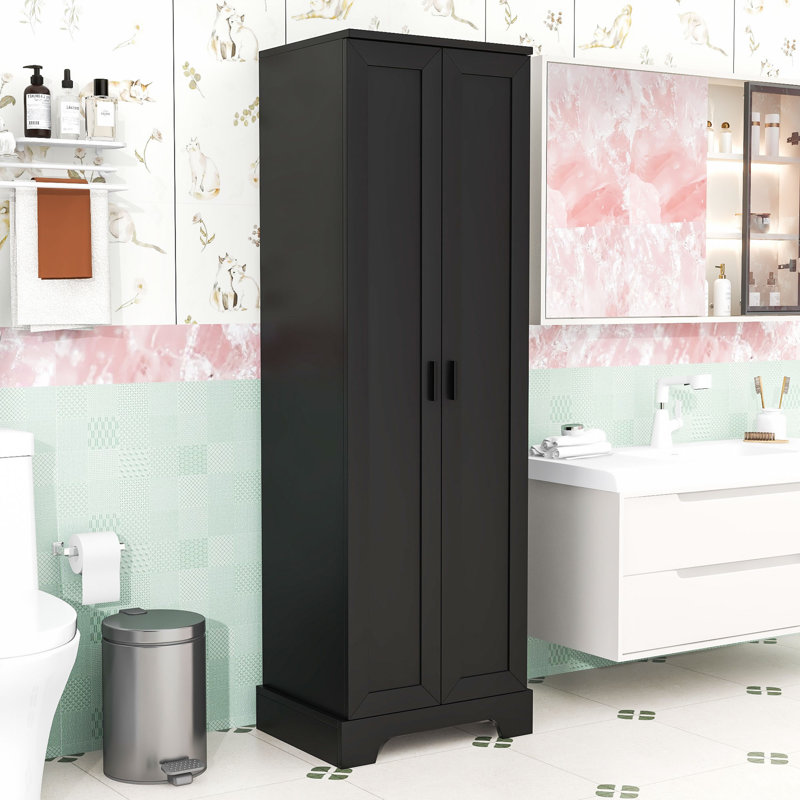 Armoire de rangement en bois avec deux portes Navae, Noir mat