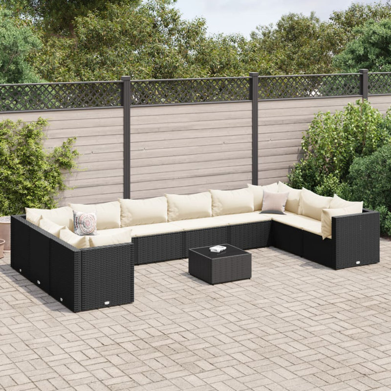  Ensemble de patio noir, Blanc, crème, Noir