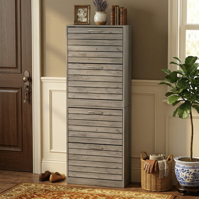 24 Pair Stackable Shoe Storage Cabinet