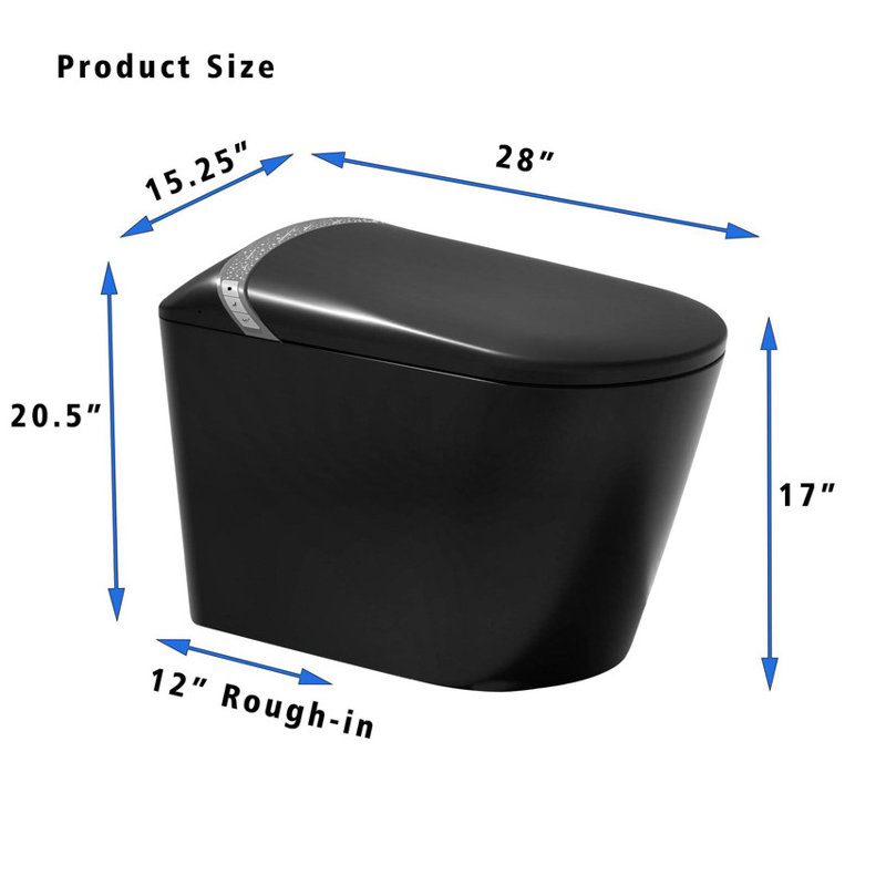 Starry Night Light Smart Toilet with Built-In Bidet | Auto Open/Close Seat, Foot Sensor, Warm Water & Dryer | LED Display, Modern Bathroom Design