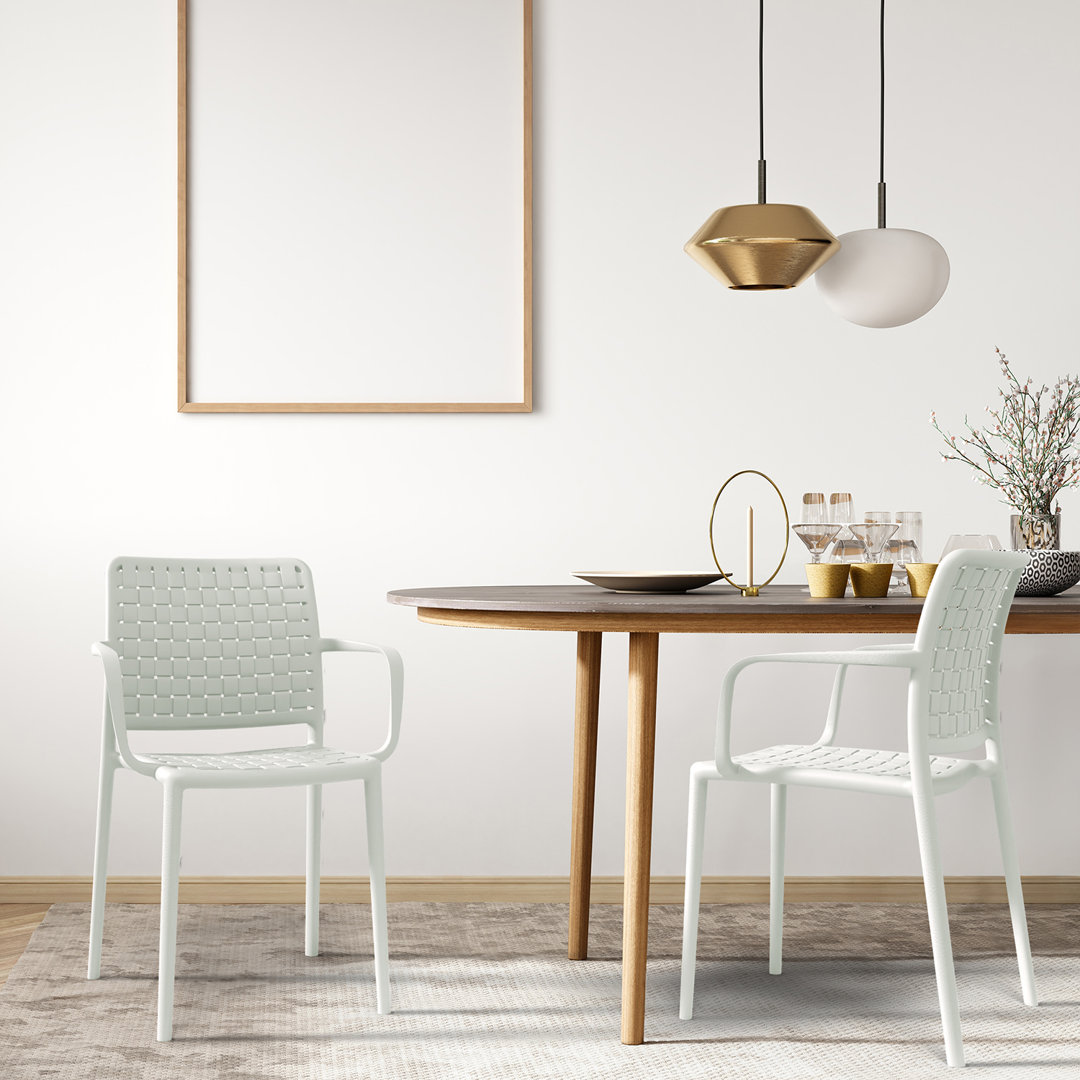 Lorran Outdoor Stacking Dining Armchair (Set of 2) Latitude Run®