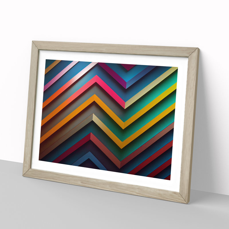 Chevron - Framed Print, 46cm H x 64cm W x 2cm D, Oak Framed