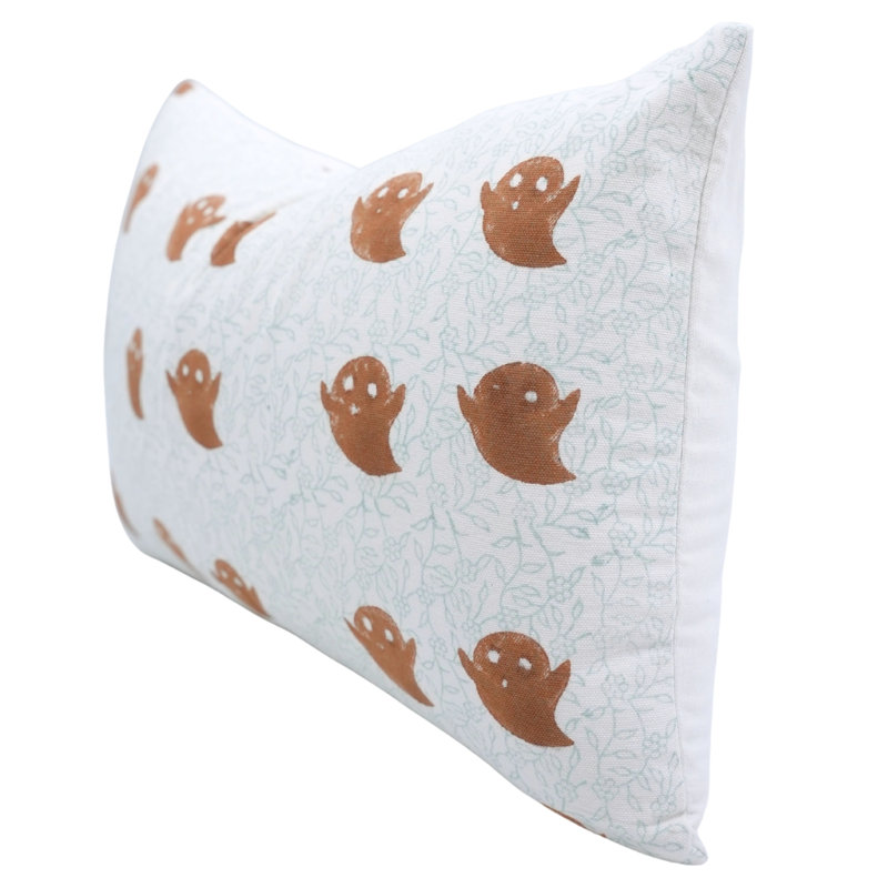 Housse de coussin décoratif à imprimé de blocs fantômes pour divan, divan et chaise Fab Fabine Halloween - 14 x 20