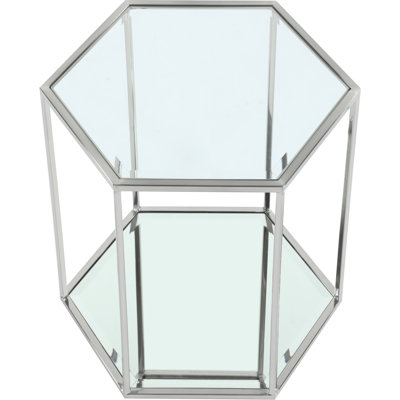 Sei Glass Top Floor Shelf End Table Storage