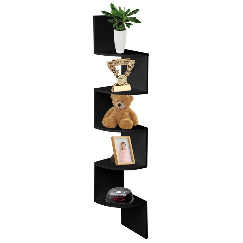Zaira 5 Piece Floating Shelf, Black