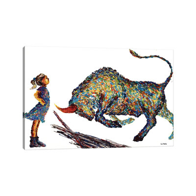 «Fearless Girl and Bull» - Estampe numérique sur toile tendue avec châssis