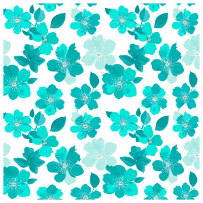 Teal Floral Blossoms Quilted Bedspread