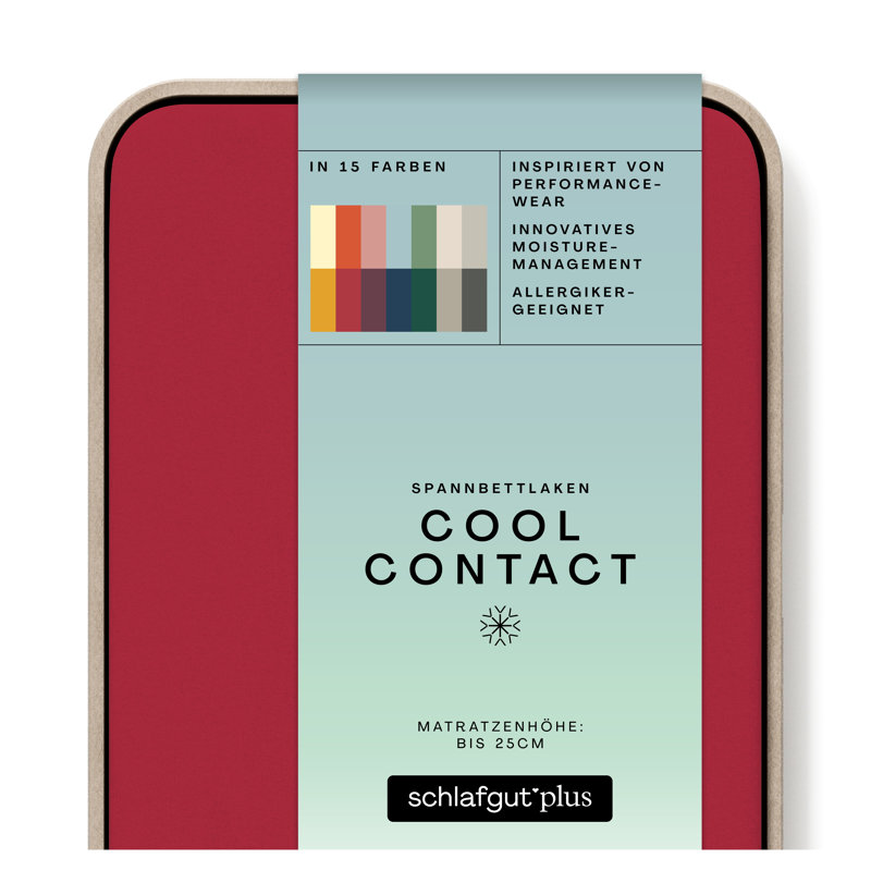 Cool Contact 100% Microfibre Fitted Sheet, Red Deep, L 140 x 200cm - 160 x 200cm