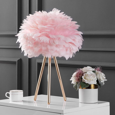 Luxury Feather Tripod Lamp With 3-Way Color Changing LED Light For Bedroom, Living Room, And Office Aesthetic Decor