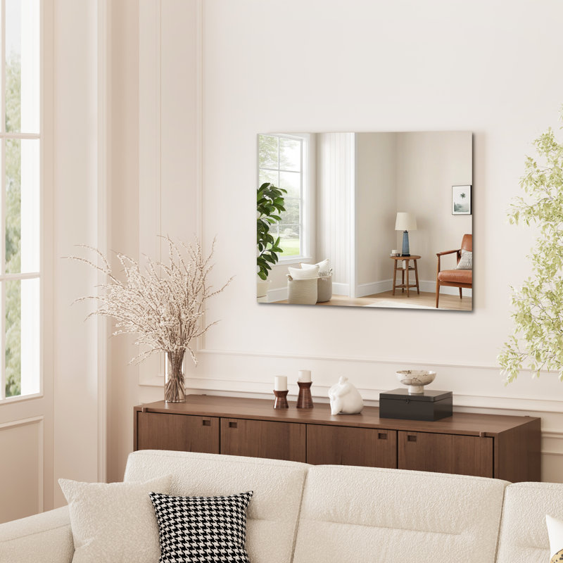  Frameless Tempered Glass Mirror, 30" x 22", Rectangle