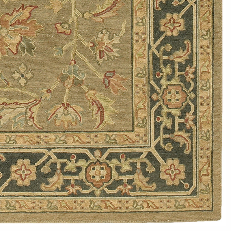Tapis de zone brun/brun clair à la main noué la laine Abell, 5 pi x 7 pi 6 po