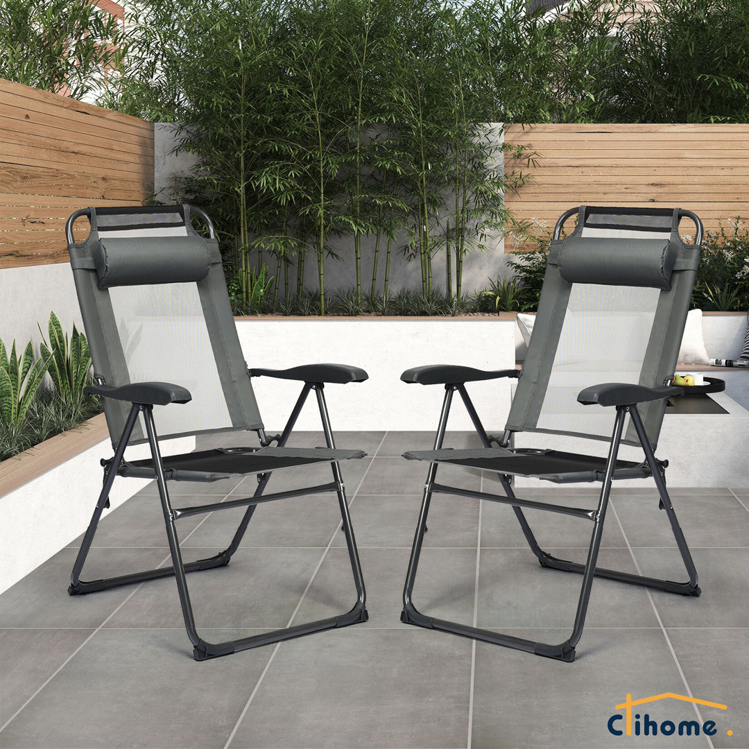 Reclining/Folding Camping Chair (Set of 2) clihome Fabric 