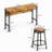 3-Drawer Long Dining Table Set With Power Outlets, Bar Kitchen Table Set With Circular PU Stools, Easy Assemble