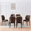 Chaises de salle à manger rembourrées en cuir synthétique 19,6 po H Raffertie avec structure en métal noir et dossier en forme de damier-1150454638-1170870281