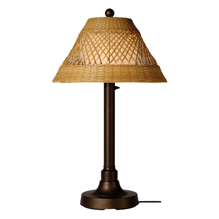 Oralie Plug-in Outdoor Table Lamp, Antique Honey, 30" H x 14" W x 14" D, Walnut