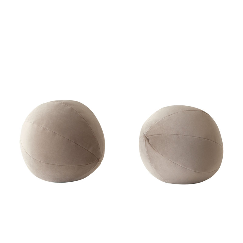 Hito Set Of 2 Accent Pillows, Round Shape, Brown Velvet W Polyester Fill