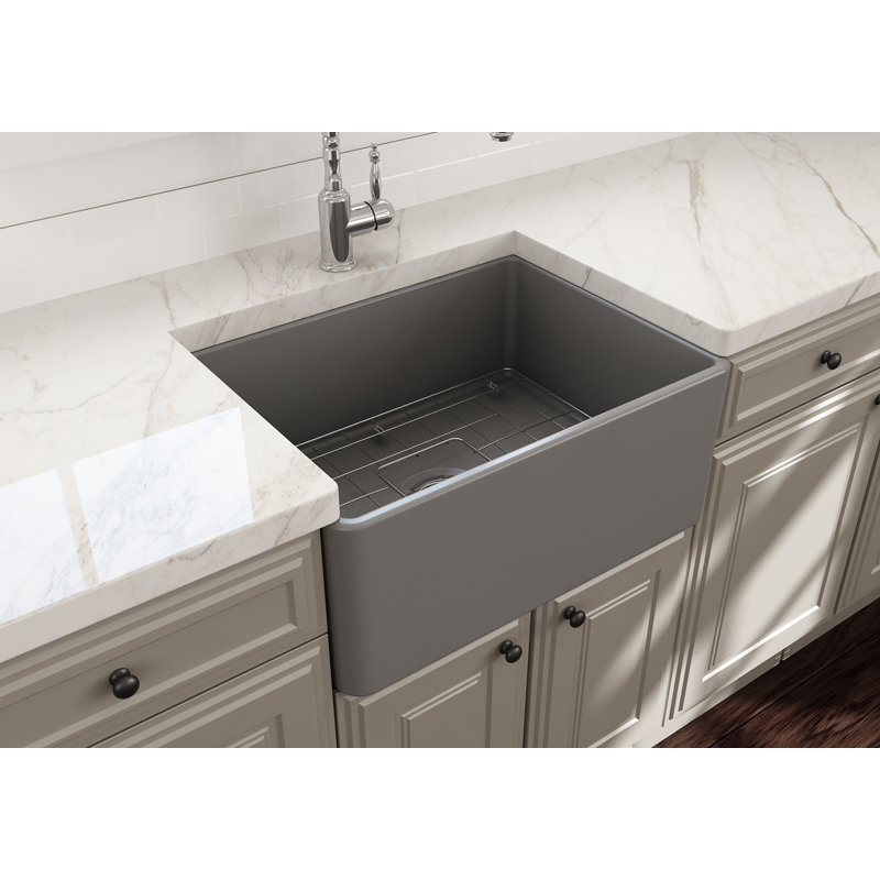 24'' L Kitchen Sink, Matte Gray