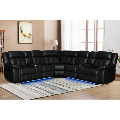 Canapé modulaire en cuir 3 pièces Tanvika