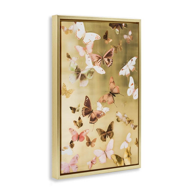 Toile flottante encadrée «Papillon Butterfly Array» par Petal Prints Design, H 31 po x l 21 po