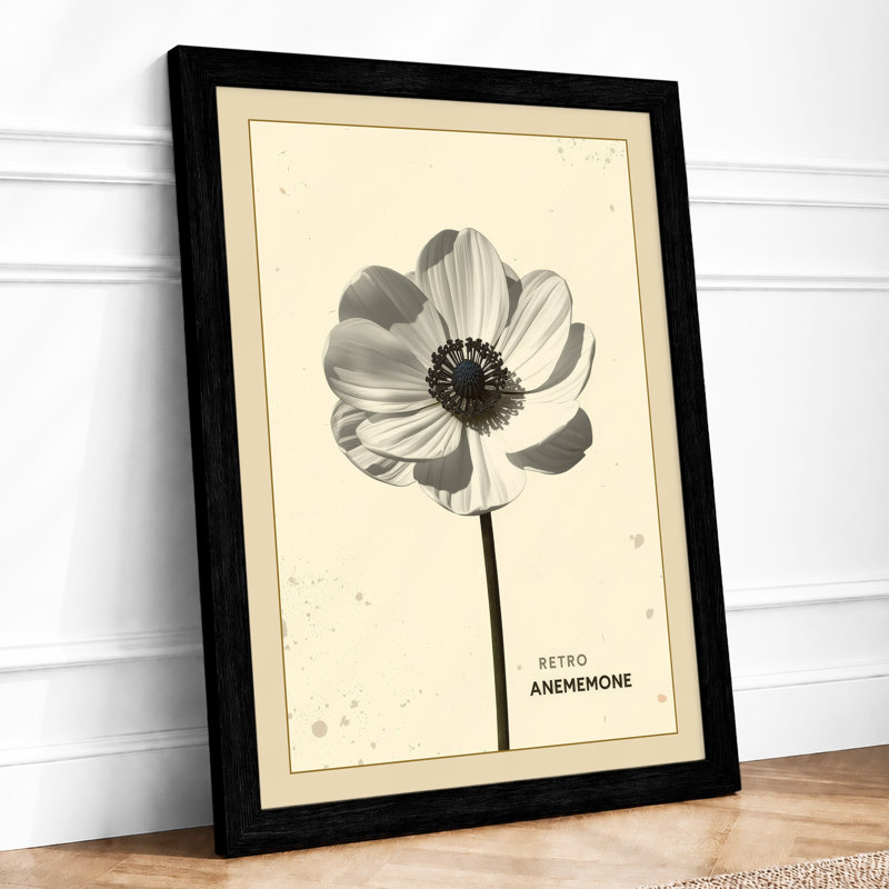 Anemone Study Botanical - Framed Print, A1 - 84.1 x 59.4 cm, Black
