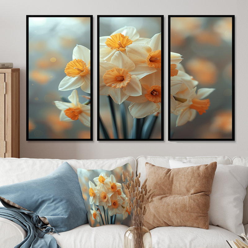 Trompette de l'espoir, jonquilles - jonquilles, ensemble d'art mural, H 28 po x l 36 po x P 1 po