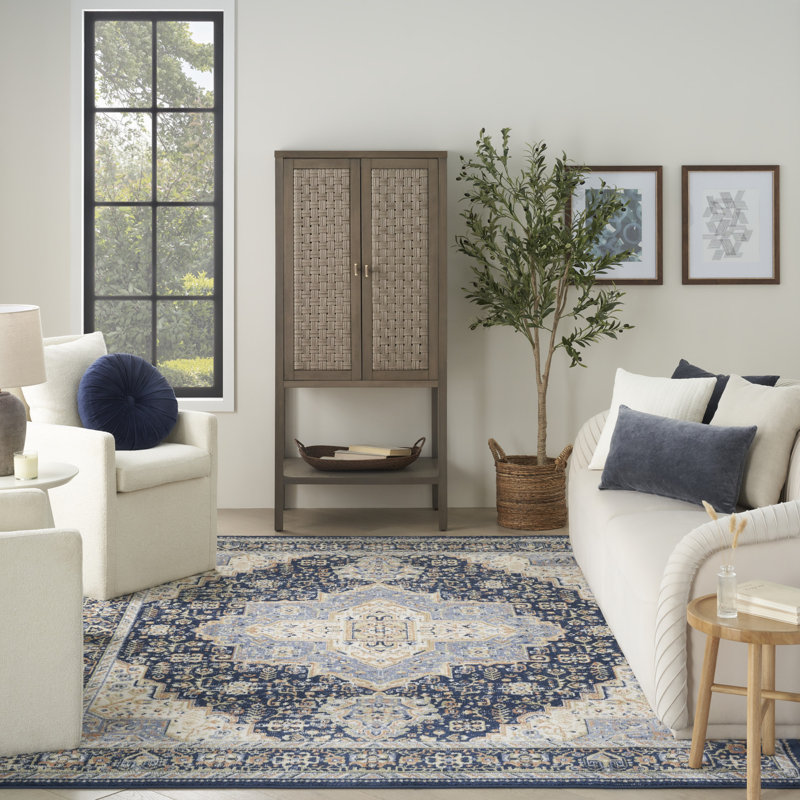 Nourison Essentials Persian Navy Indoor/Outdoor Area Rug, Rectangle 8' x 10'