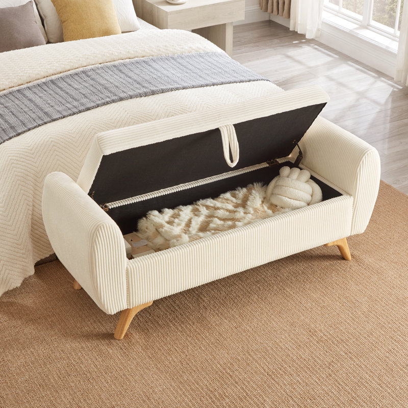 Banc de rangement en velours Velourrove, Beige